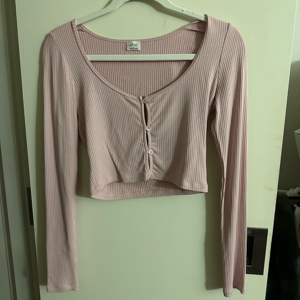 NWOT Aritzia Wilfred Baby Pink Long Sleeve Tee